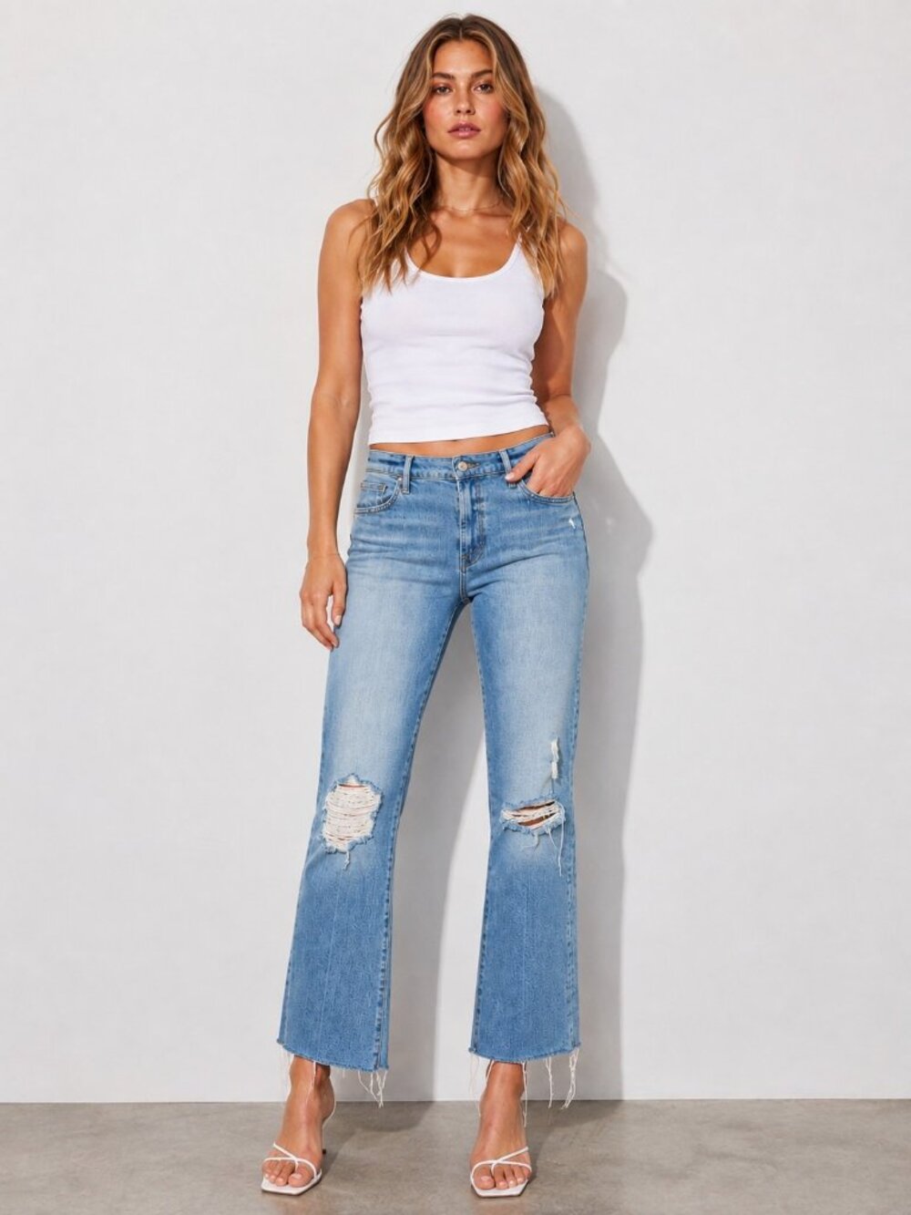 MOTHER The Hustler Ankle Fray Jeans 33 Ropes End Distressed Raw Hem Denim